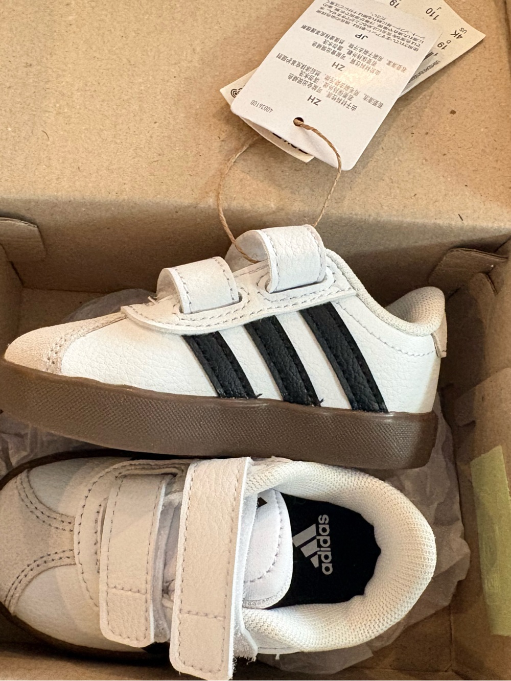 adidas infant White & Black Velcro Sneakers